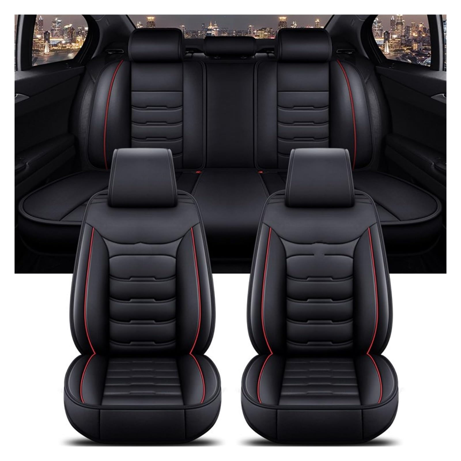 CQRBNE Autositzbezüge Für 3er E46 E90 E93 F30 F31 F34 F35 G20 G21 G28 alle Automodelle Universal-Autositzbezug Auto-Schonbezüge(Black Red 5 Seat) von CQRBNE