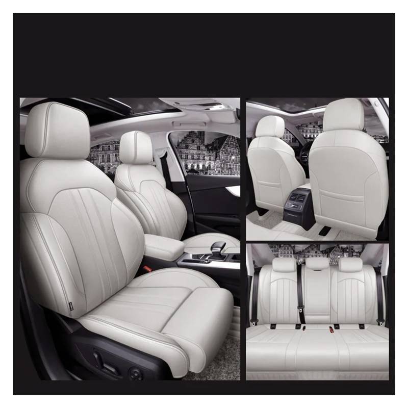 CQRBNE Autositzbezüge Für A4 A6 A3 Q5 Q7 TT A7 Q3 Autozubehör Sitzbezüge Komplettset Mittleres perforiertes Leder Spezifisch Auto-Schonbezüge(Ivory White) von CQRBNE