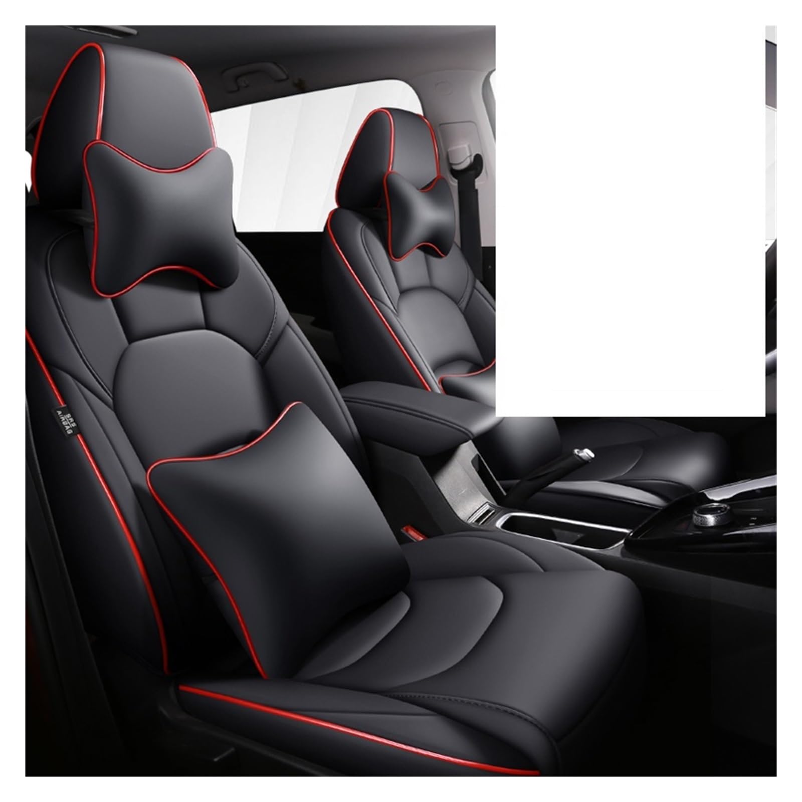 CQRBNE Autositzbezüge Für Alle Medels X3 X1 X4 X5 X6 Z4 525 520 F30 F10 E46 E90 Autositzbezug mit vollständiger Abdeckung Auto-Schonbezüge(Add Pillow Black red) von CQRBNE