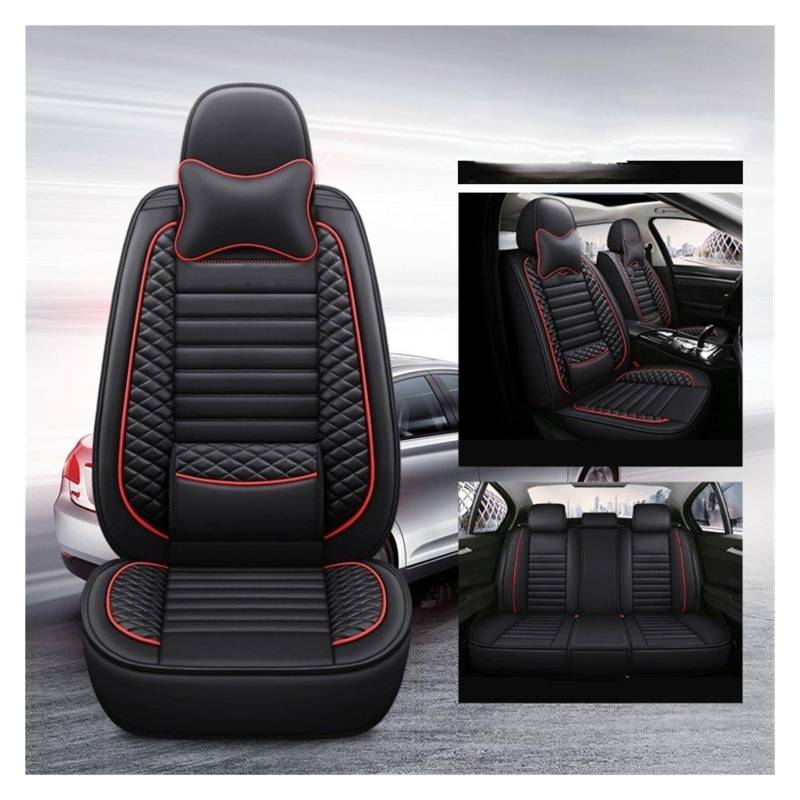 CQRBNE Autositzbezüge Für Chery E5E3 Für Tiggo 3X 5X 7 8 X9 8PLUS Für Xiaoyao 350 RX8i5 5 Sitze Universal Auto Leder Sitzbezug Auto-Schonbezüge(Black with Pillow) von CQRBNE