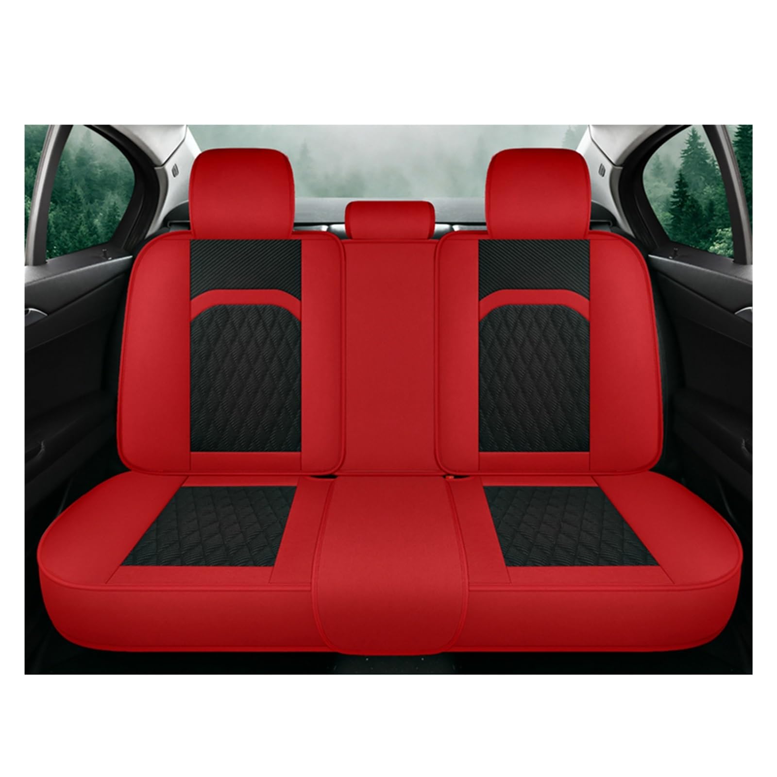 CQRBNE Autositzbezüge Für Chery Für Tiggo 8 7 Pro Flachs Leinen Universal Vorne Hinten Sitzkissen Vollständigen Satz Autositzbezüge Auto-Schonbezüge(Black Red Rear) von CQRBNE