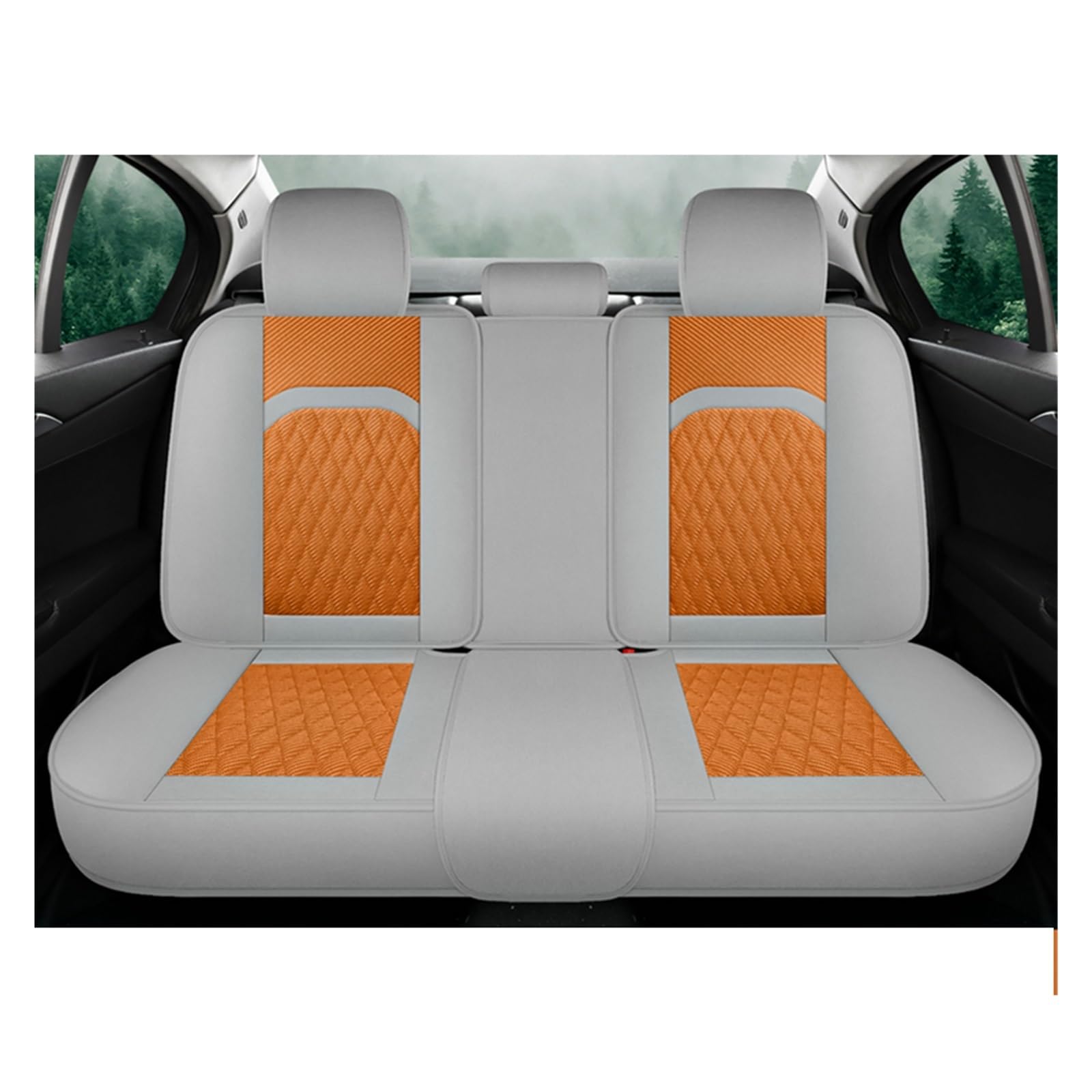 CQRBNE Autositzbezüge Für Chery Für Tiggo 8 7 Pro Flachs Leinen Universal Vorne Hinten Sitzkissen Vollständigen Satz Autositzbezüge Auto-Schonbezüge(Grey Orange Rear) von CQRBNE