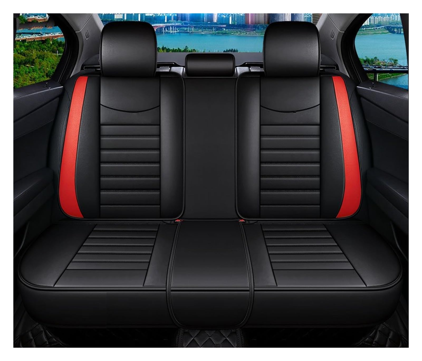 CQRBNE Autositzbezüge Für Chery Für Tiggo 8 7 Pro Zubehör Schwarz Leder Autositzbezüge Auto-Schonbezüge(Rear Seats C) von CQRBNE