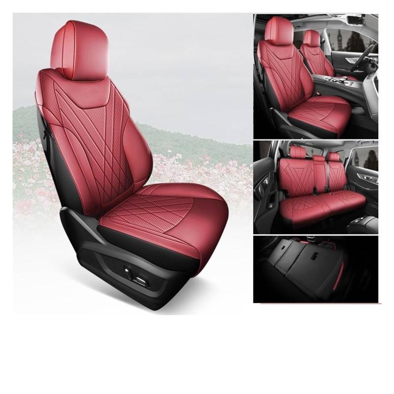 CQRBNE Autositzbezüge Für Chery Für Tiggo 8 Pro 8 Plus 8Pro Mit Vorne Und Hinten Full Set 5 Sitzer Auto Zubehör Sitzbezüge Leder Auto-Schonbezüge(Standard red) von CQRBNE