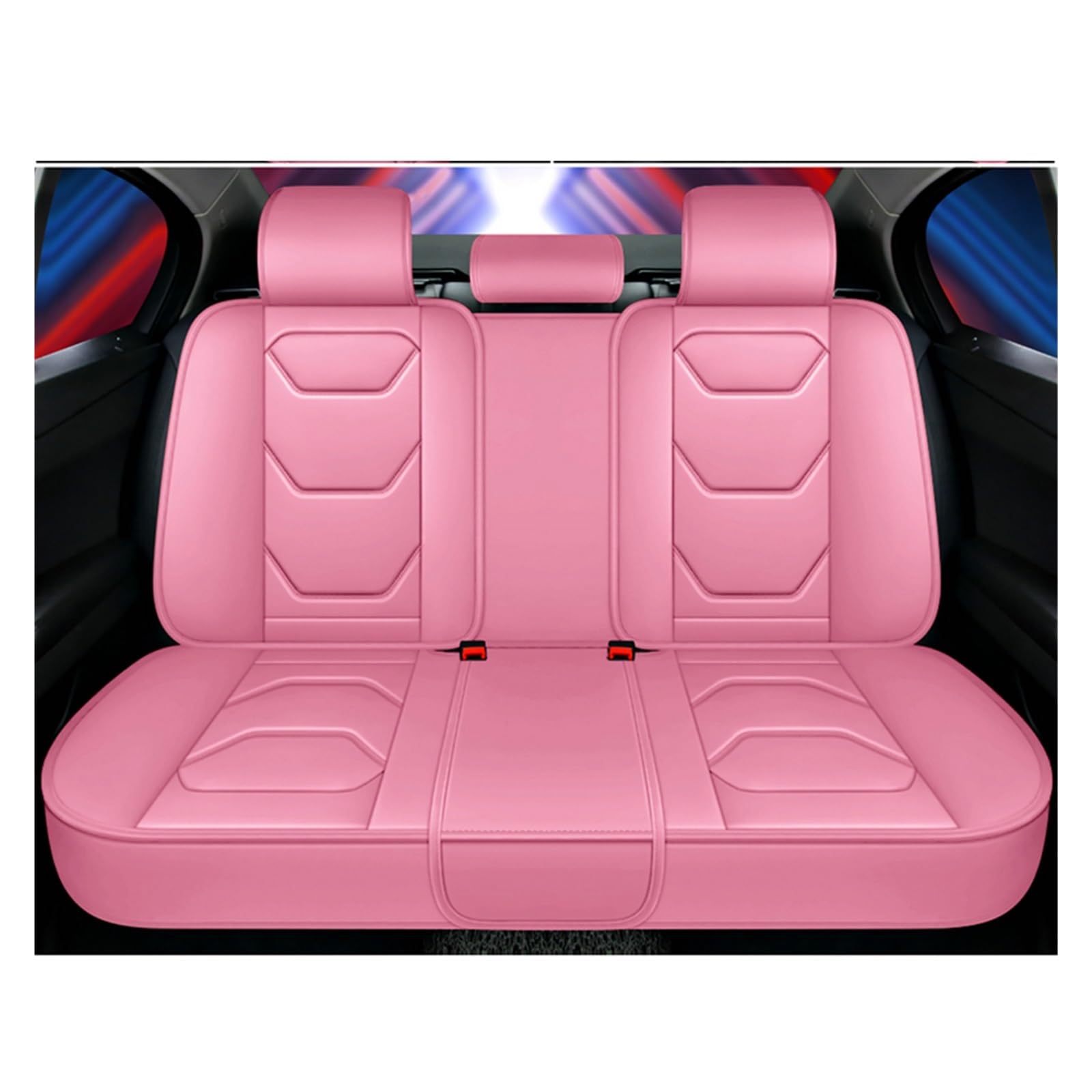 CQRBNE Autositzbezüge Für Chevrolet Für Captiva Für Aveo Für Cruze Für Epica Für Lacetti Für Sonic Universal Leder Auto Sitzbezüge Auto-Schonbezüge(Pink Rear) von CQRBNE