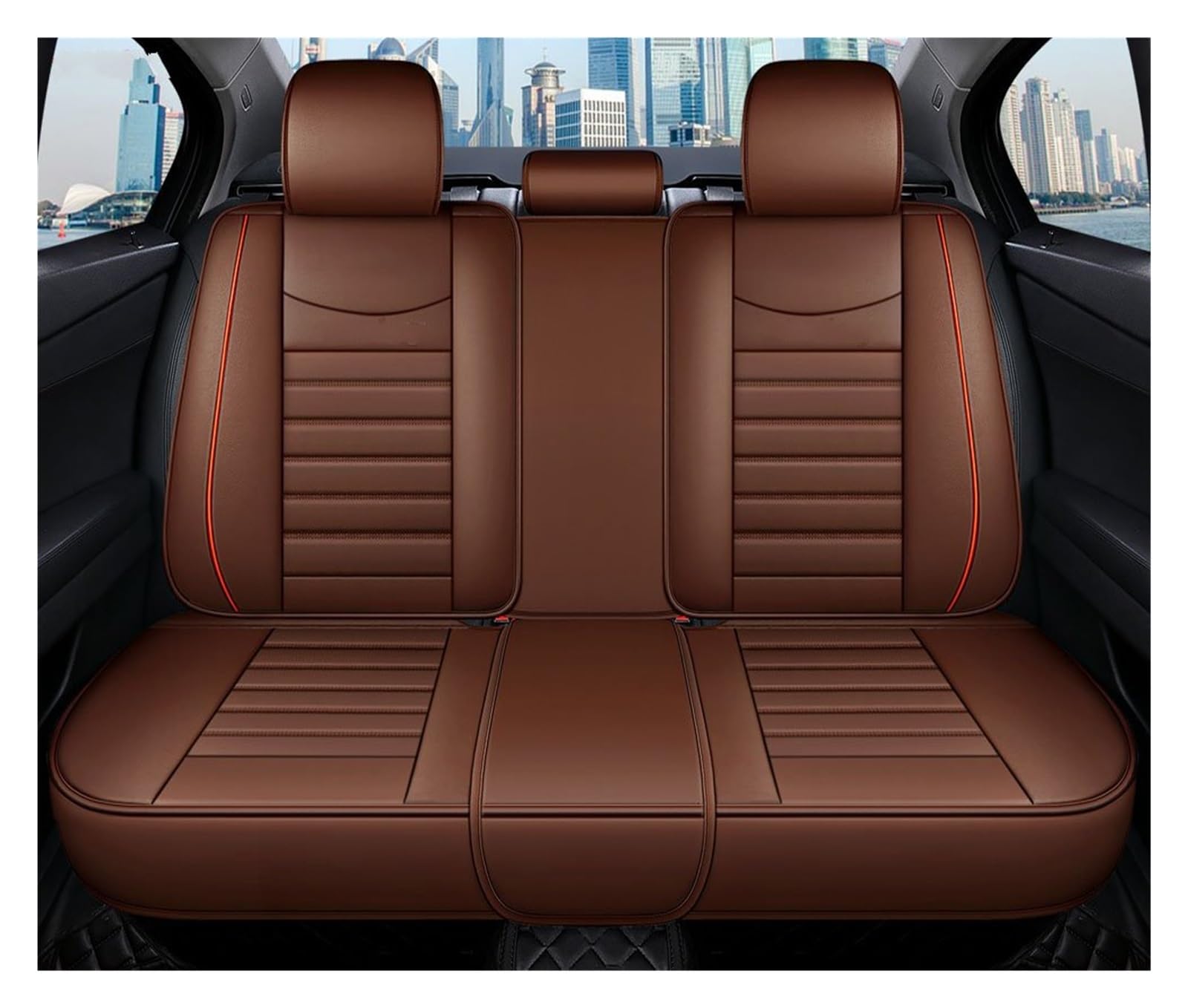 CQRBNE Autositzbezüge Für Chrysler 200 300C Schwarz Universal Leder Autositzbezüge Zubehör Auto-Schonbezüge(Rear Seats B) von CQRBNE