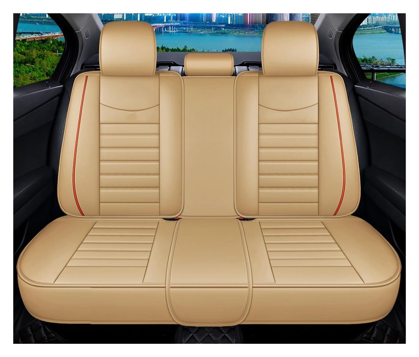 CQRBNE Autositzbezüge Für Chrysler 200 300C Schwarz Universal Leder Autositzbezüge Zubehör Auto-Schonbezüge(Rear Seats F) von CQRBNE