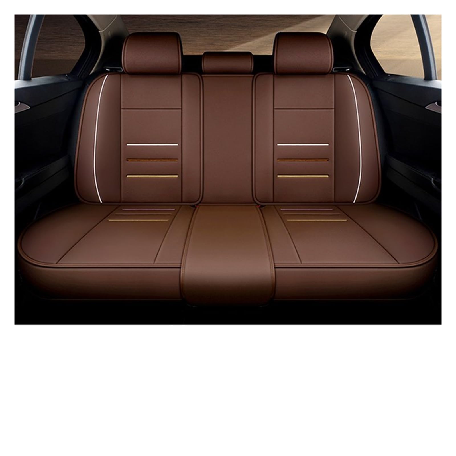 CQRBNE Autositzbezüge Für Ford Für Focus 2 Für Mondeo Mk4 Mk1 Mk7 Mk3 Für Fusion Für Kuga Für Fiesta Für Explorer 5 S Max Auto Sitzbezüge Auto-Schonbezüge(Rear Seats-Brown) von CQRBNE