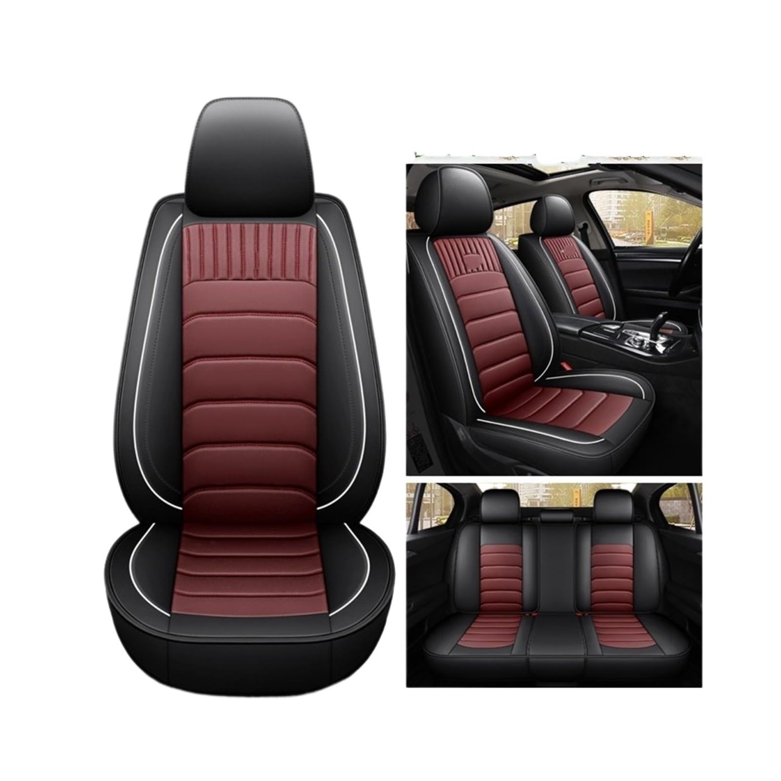 CQRBNE Autositzbezüge Für Infiniti FX35 ESQ EX25 JX35 M25 M35 QX30 QX50 QX56 Q50 QX60 QX70 QX80 Q60 G35 Autositzbezüge Auto-Schonbezüge(Wine red 5seats) von CQRBNE