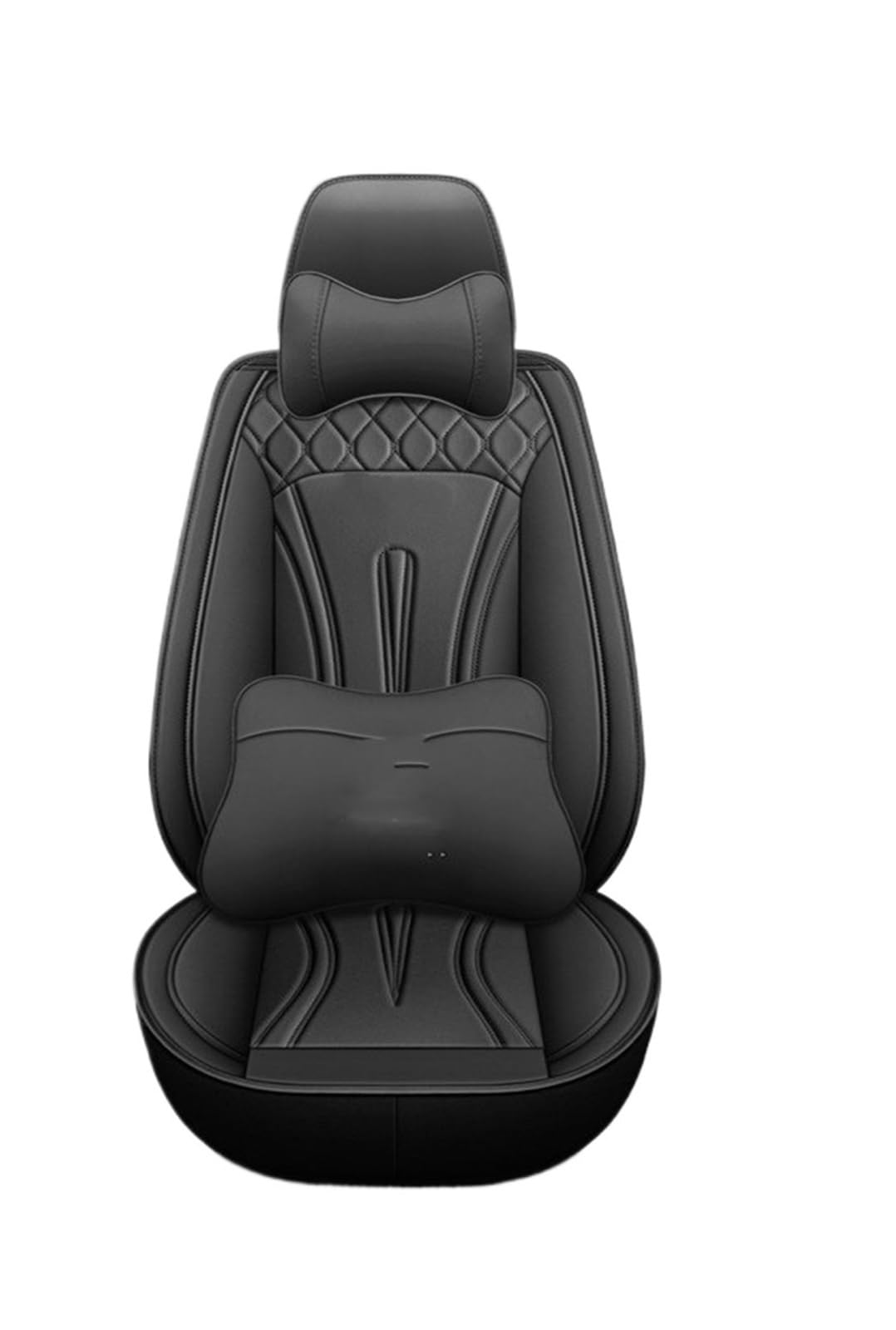 CQRBNE Autositzbezüge Für Jeep Für Grand Für Cherokee Für Wrangler Für Patriot Für Kompass Für Commander Universal 5seat Auto Leder Sitzbezug Auto-Schonbezüge(All Black pilow) von CQRBNE