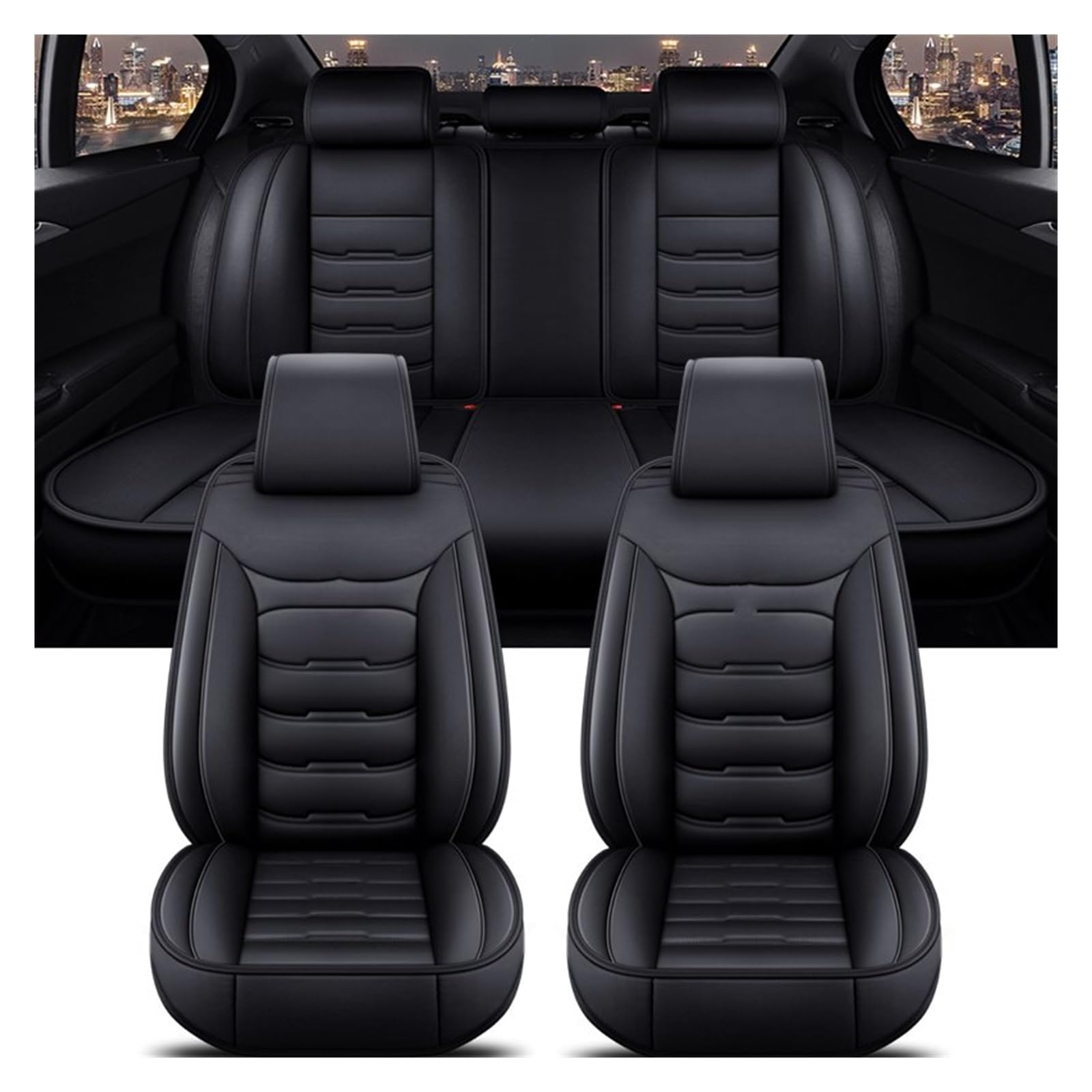 CQRBNE Autositzbezüge Für Jeep Für Kompass Für Grand Für Cherokee Für Commander Für Wrangler JK Alle Auto Modelle Universal Auto Sitz Abdeckung Auto-Schonbezüge(Black 5 Seat) von CQRBNE