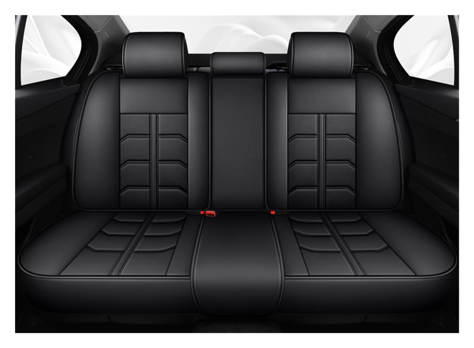 CQRBNE Autositzbezüge Für Jeep Für Kompass Für Renegade Für Grand Für Cherokee Wj 1999 2004 Für Wrangler Auto Sitzbezug Universelle wasserdichte Leder Auto-Schonbezüge(Rear Seats-Black) von CQRBNE