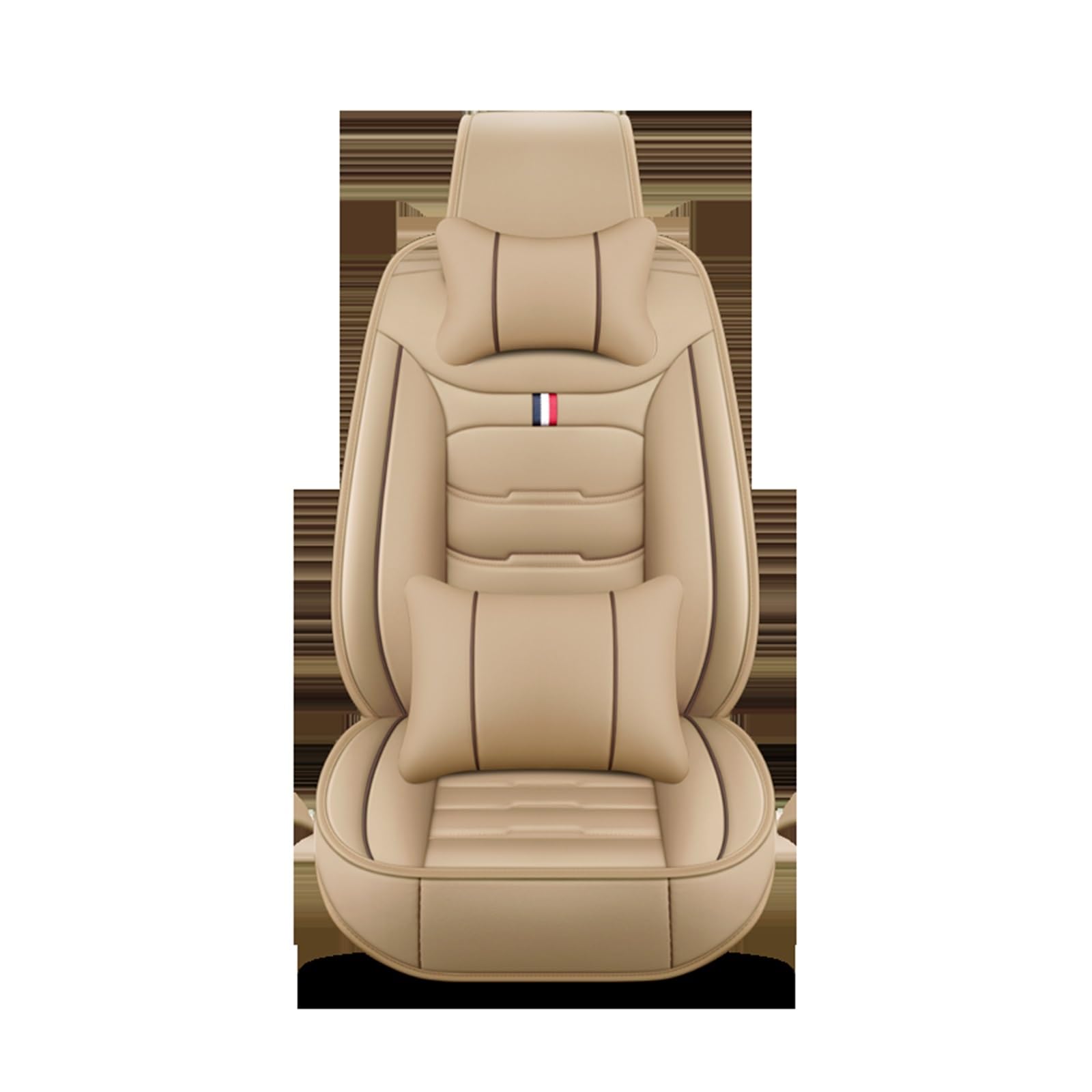 CQRBNE Autositzbezüge Für Mitsubishi Für ASX Für Outlander Für Lancer 10 Für Pajero Für Sport Alle Modelle Leder Auto Sitzbezug Auto-Schonbezüge(1 seat Beige Pillow) von CQRBNE