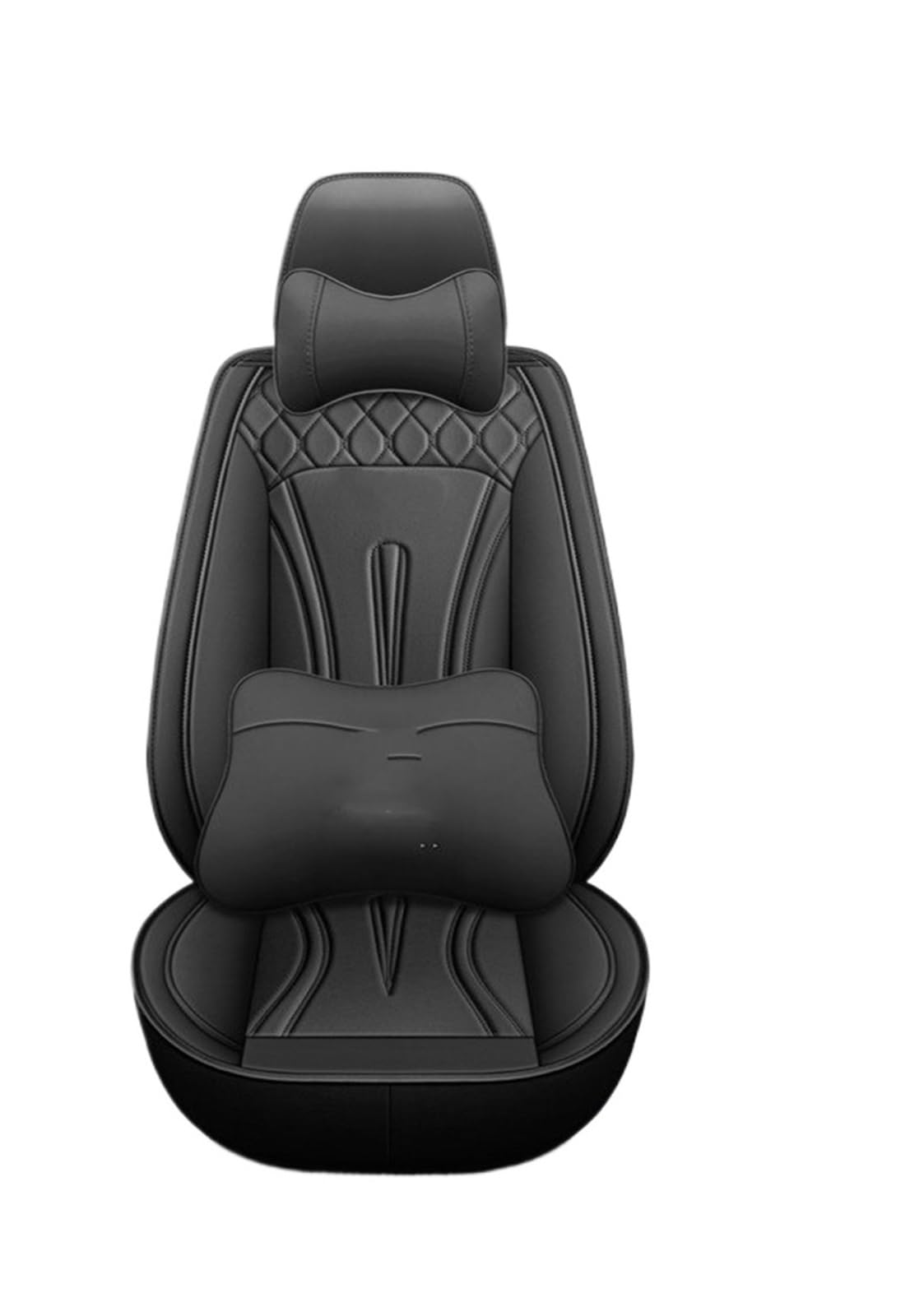 CQRBNE Autositzbezüge Für SEAT Für Leon Für Ibiza Für Tarraco Für Ateca Für Arona Für Formentor Alle Modelle Universal 5seat Auto Leder Sitzbezüge Auto-Schonbezüge(All Black pilow) von CQRBNE