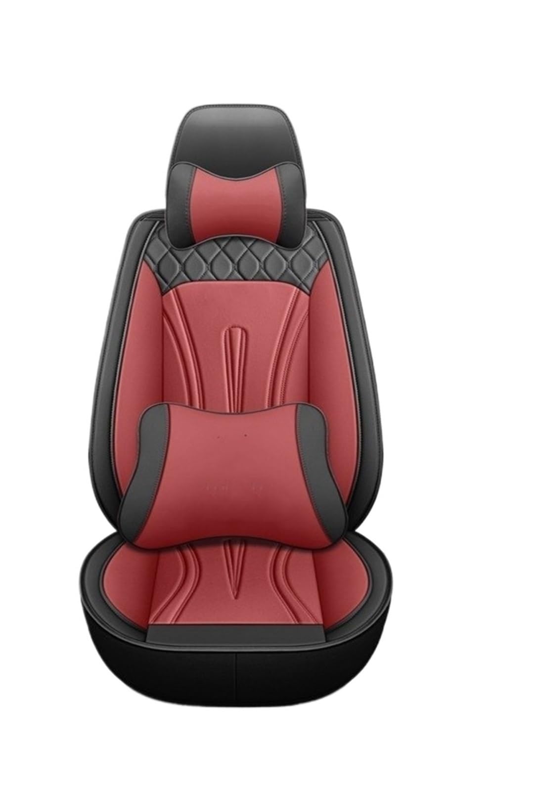 CQRBNE Autositzbezüge Für SEAT Für Leon Für Ibiza Für Tarraco Für Ateca Für Arona Für Formentor Alle Modelle Universal 5seat Auto Leder Sitzbezüge Auto-Schonbezüge(Black red pilow) von CQRBNE