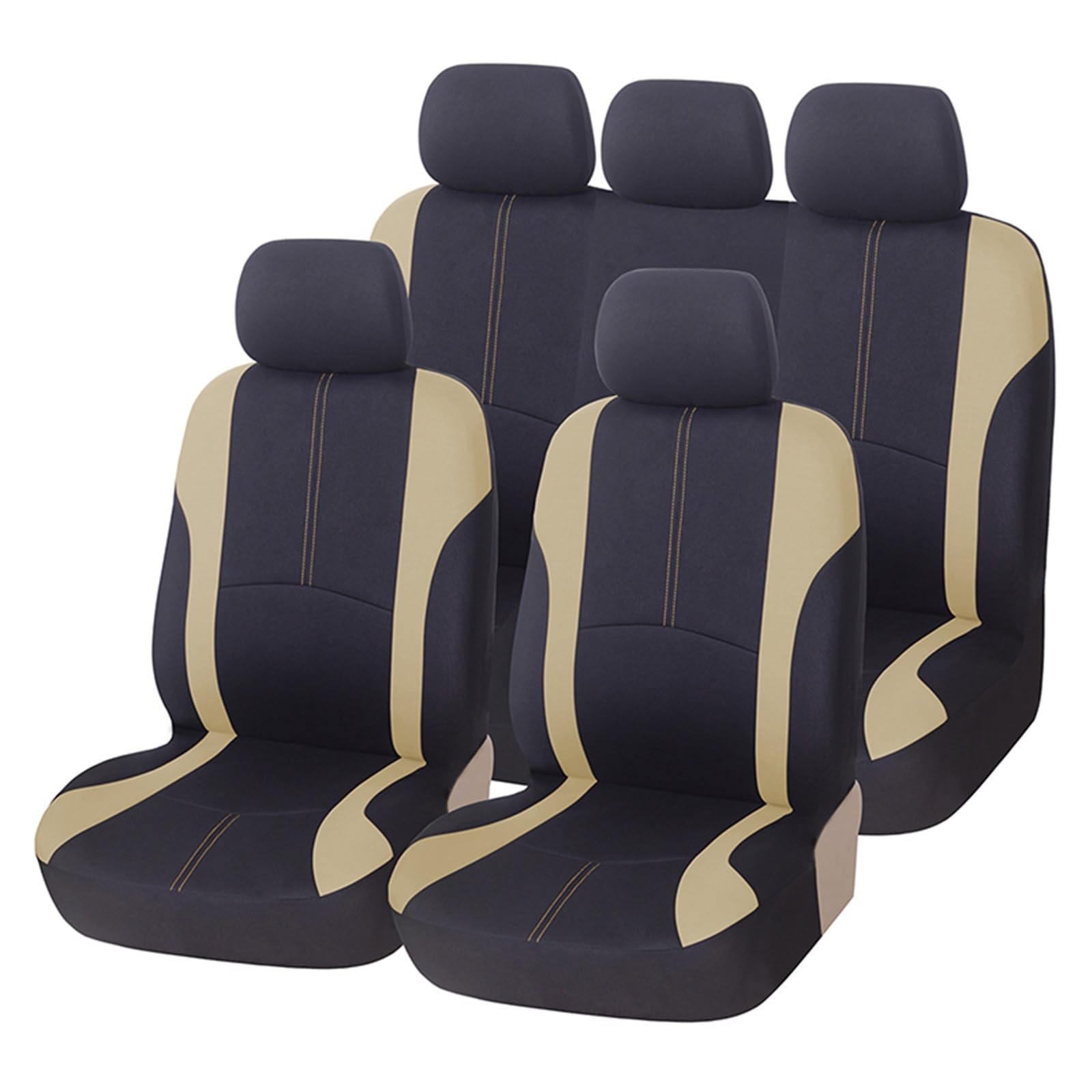 CQRBNE Autositzbezüge Für Skoda Für Fabia Universal Auto Vorne/Hinten Sitzbezug Protektoren Set Airbag Kompatibel Auto-Schonbezüge(BEIGE) von CQRBNE