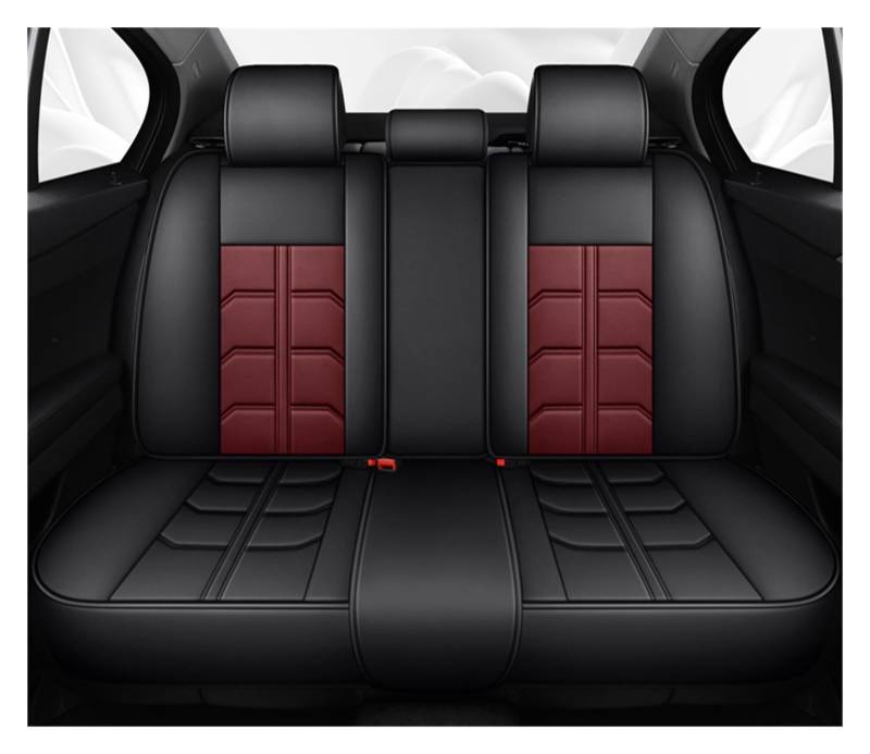 CQRBNE Autositzbezüge Für Sport Für Master 3 Scenic Für Megane Für Trafic Für Talisman Für Duster Universal Leder Auto Sitzbezug Auto-Schonbezüge(Rear Seats-Wine Red) von CQRBNE