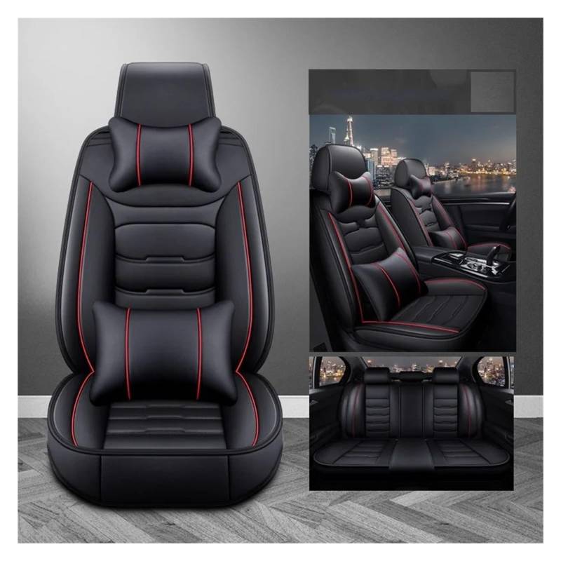 CQRBNE Autositzbezüge Für Suzuki Für Kizashi Für Jimny Für Ignis Für Grand Für Vitara Für Vitara Für Swift Universal Leder 3D Auto Sitzbezug Auto-Schonbezüge(Black red 5seat a) von CQRBNE