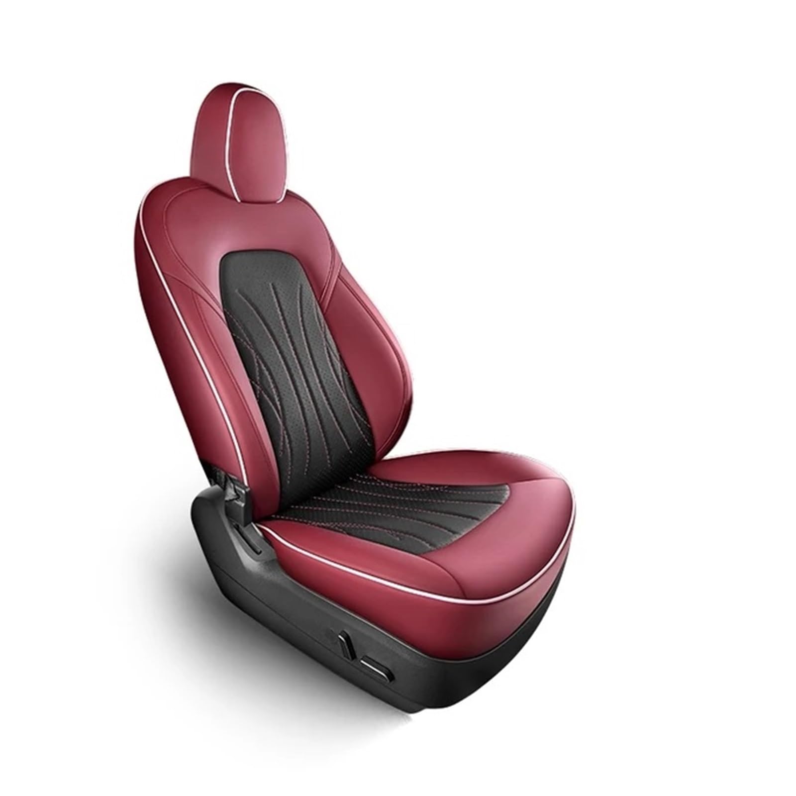 CQRBNE Autositzbezüge Für Tesla Für Modell Y Für Modell 3 Volle Surround Abdeckung 10 Fans Belüftung Sitz Abdeckung Für Einen Sitz Auto-Schonbezüge(Burgundy Black,2Pcs Passenger) von CQRBNE