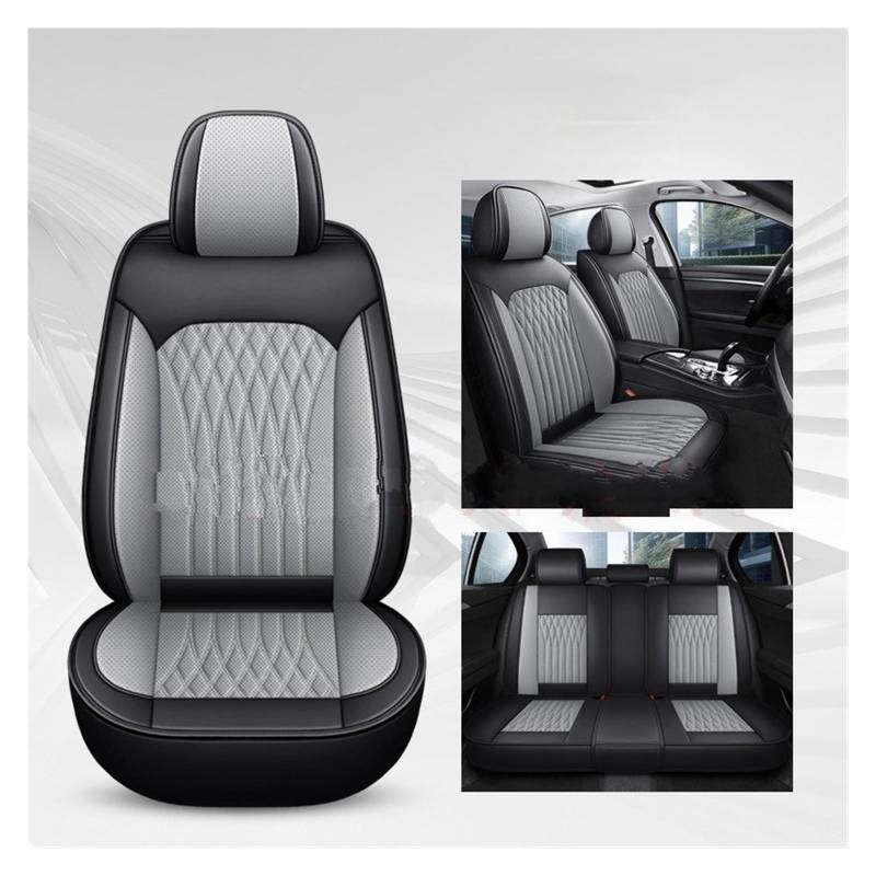 CQRBNE Autositzbezüge Für Toyota Für Auris Für Avensis Für Crown Für 4Runner Für Harrier FJ Für Cruiser Pu Leder Universal Auto Sitzbezug Auto-Schonbezüge(Black Gray 5 Seat) von CQRBNE