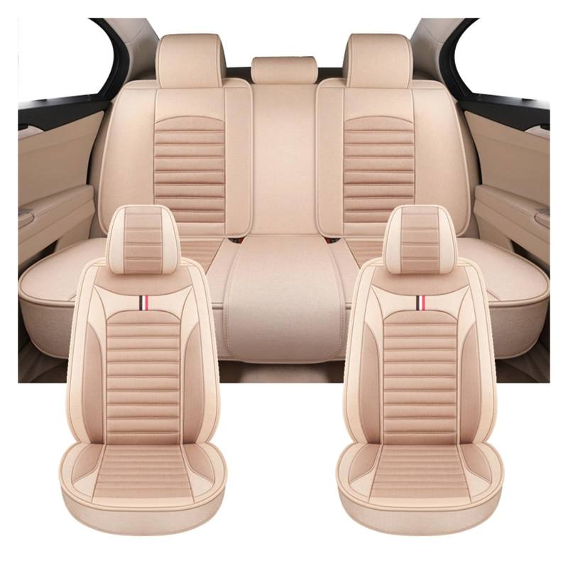 CQRBNE Autositzbezüge Für Toyota Für RAV4 Für Corolla Für Prius 30 Für Raize Für Yaris Für Camry 40 Universal Flachs Auto Sitzbezüge Auto-Schonbezüge(Full Set-Beige) von CQRBNE