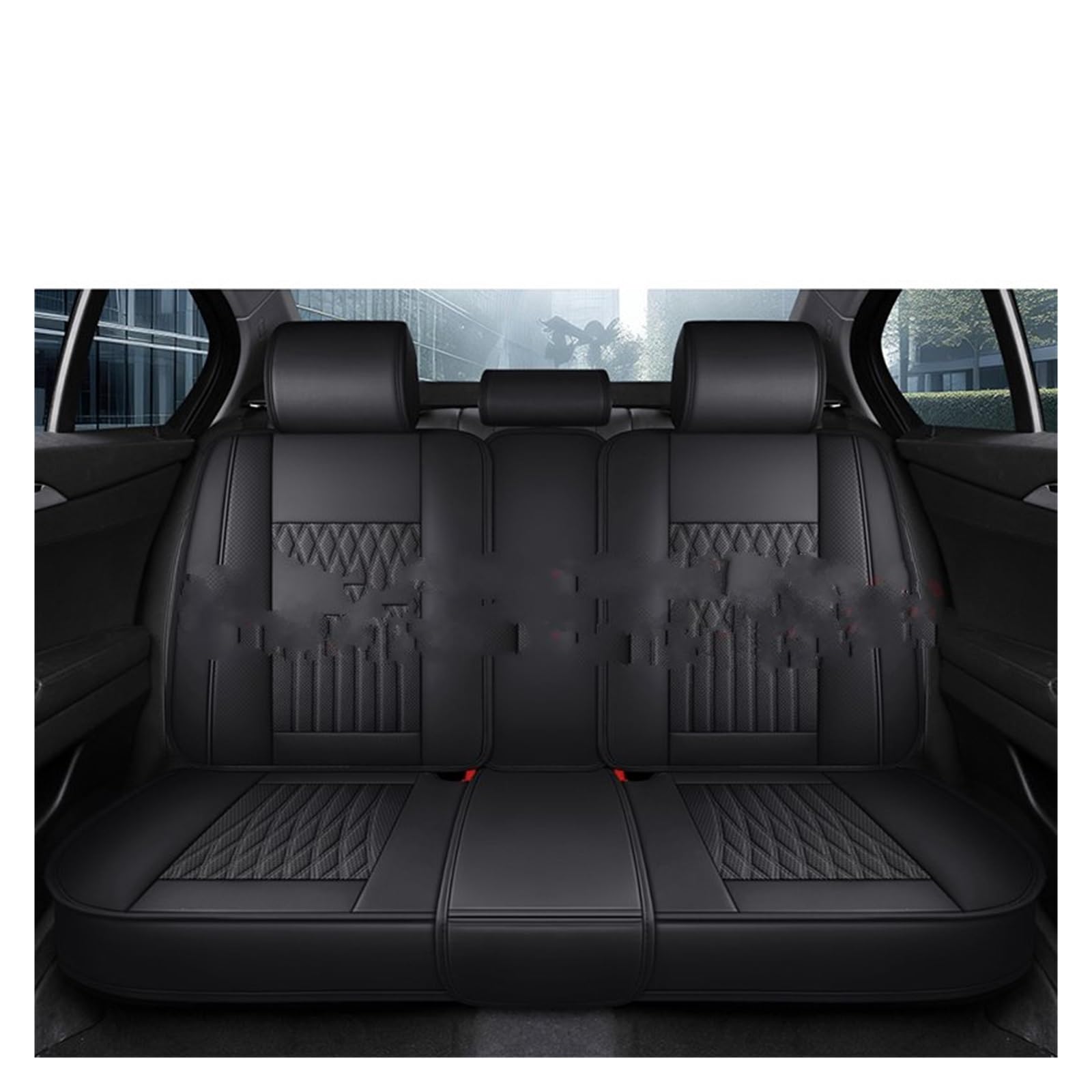 CQRBNE Autositzbezüge Für VW Für Polo Für Atlas Für Jetta Für Bora Für EOS Für Sharan Für Variant Pu Leder Universal Auto Sitzbezug Auto-Schonbezüge(Black Only Rear Seat) von CQRBNE