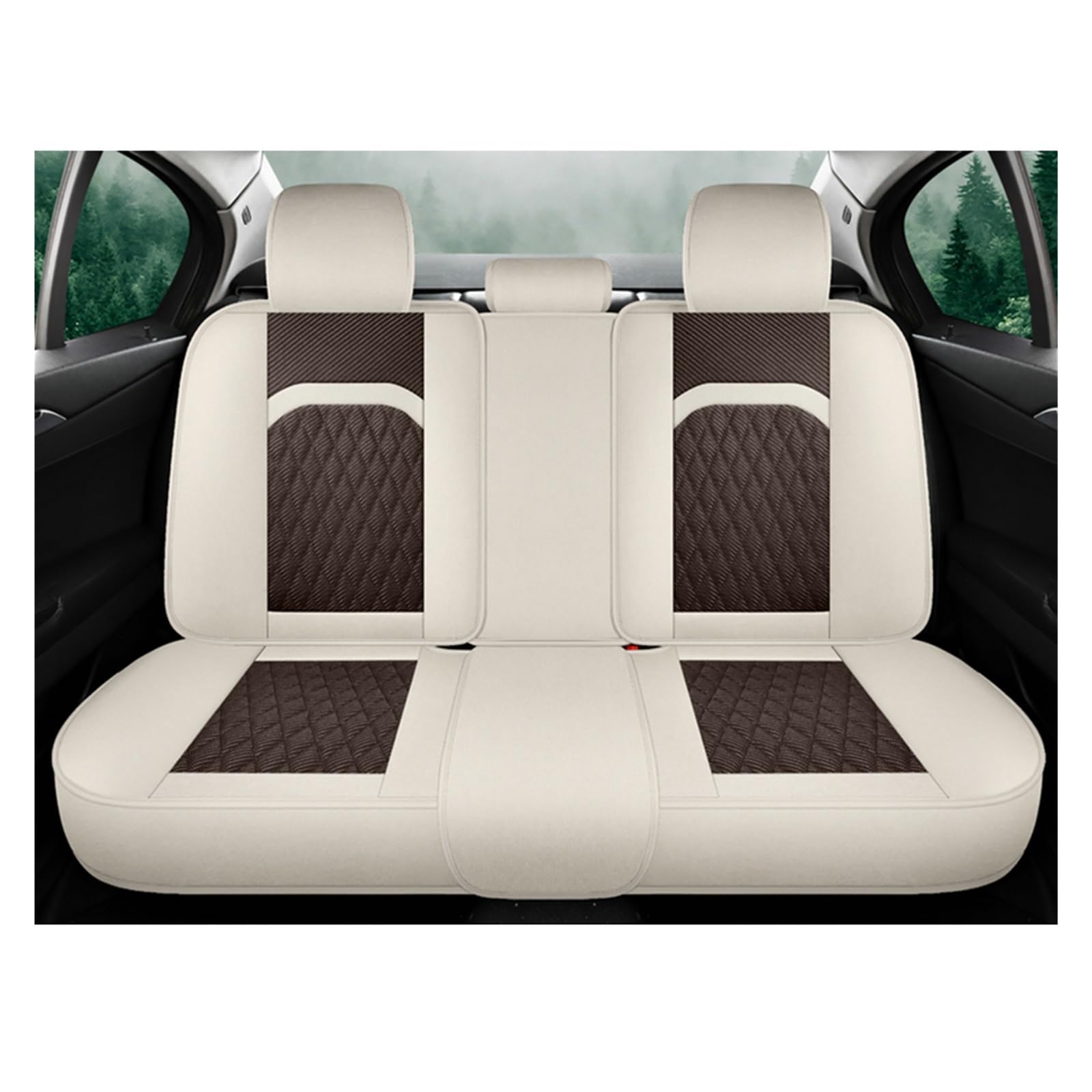 CQRBNE Autositzbezüge Für Volvo V40 Universal Autositzbezug Komplettset Kissen Autozubehör Innenausstattung Damen Auto-Schonbezüge(Beige Grey Rear) von CQRBNE