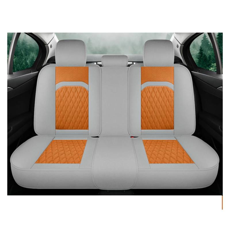 CQRBNE Autositzbezüge Für Volvo V40 Universal Autositzbezug Komplettset Kissen Autozubehör Innenausstattung Damen Auto-Schonbezüge(Grey Orange Rear) von CQRBNE