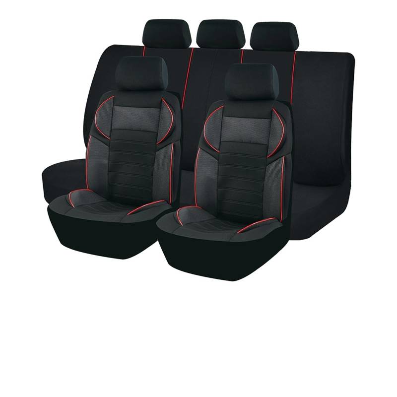 CQRBNE Autositzbezüge Universal Sport Sitz Auto Abdeckungen 5D Design Atmungsaktive Mesh BK Stoff Auto Sitzbezüge Kissen Für Die Meisten Auto SUV Van Auto-Schonbezüge(AD9433 Set) von CQRBNE