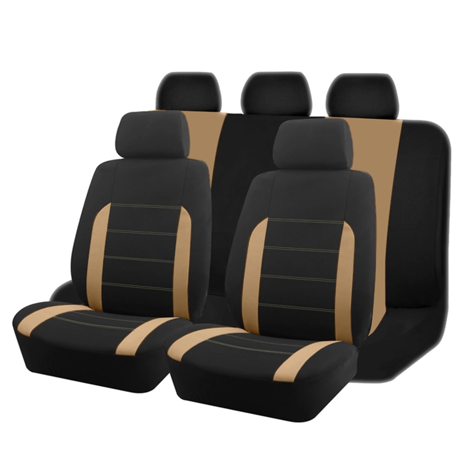 CQRBNE Autositzbezüge Universelle Autositzbezüge Aus Stoff Für Die Meisten Autos SUVs LKWs Lieferwagen Autozubehör Innensitzbezüge Für Autos Auto-Schonbezüge(Beige 5 seat) von CQRBNE