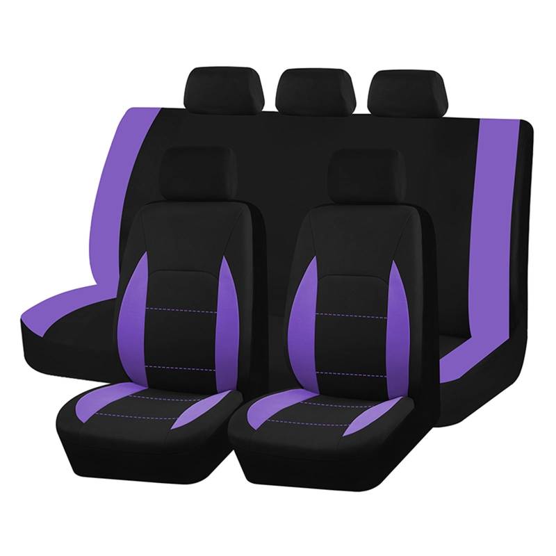 CQRBNE Autositzbezüge Universelle Polyester-Autositzbezüge Mit Airbag-kompatiblem Autoinnenraum Passend Für Die Meisten Autos SUVs LKWs Lieferwagen Auto-Schonbezüge(Purple) von CQRBNE