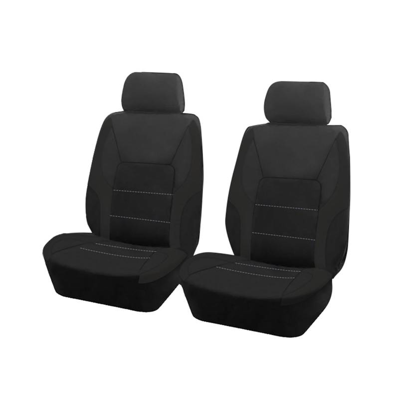 CQRBNE Autositzbezüge Universelle Polyester-Autositzbezüge Sportliches Design Für Die Meisten Autos SUVs LKWs Vierjahreszeiten-Sitzbezüge Auto-Schonbezüge(Black 2 Front seat) von CQRBNE