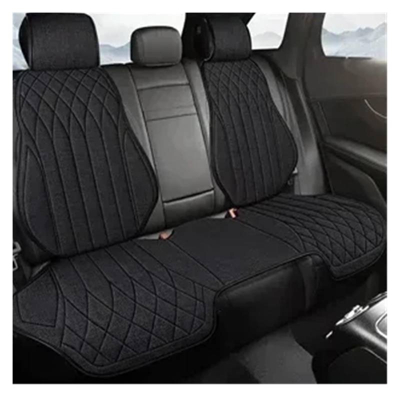 CQRBNE Autositzbezüge Universeller Autositzbezug Für Vier Jahreszeiten, Atmungsaktive Flachs-Sitzbezüge Für Den Schutz Von Autositzen Auto-Schonbezüge(Black Rear seat Set) von CQRBNE