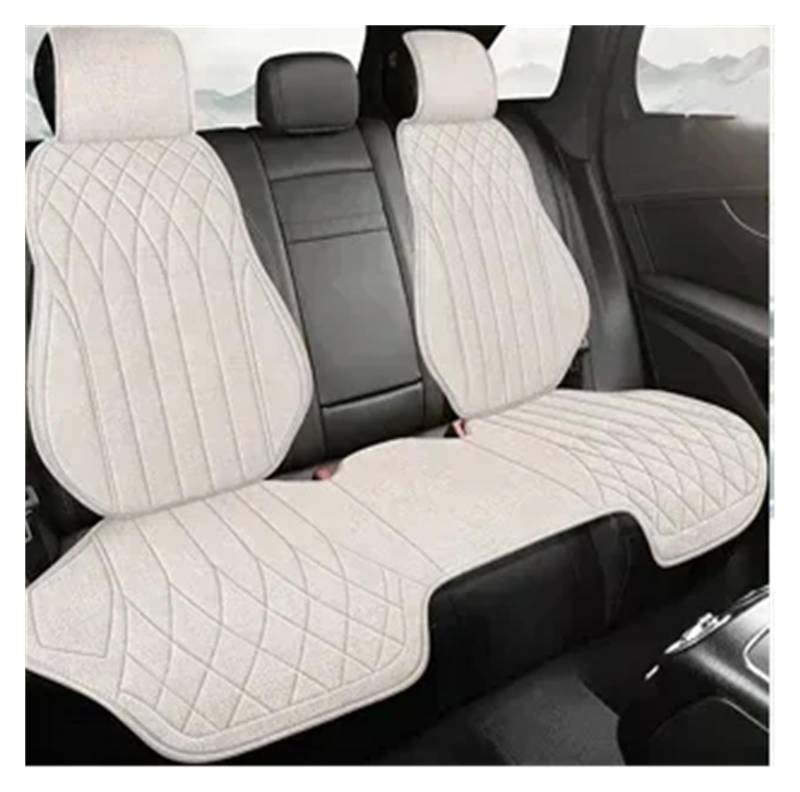 CQRBNE Autositzbezüge Universeller Autositzbezug Für Vier Jahreszeiten, Atmungsaktive Flachs-Sitzbezüge Für Den Schutz Von Autositzen Auto-Schonbezüge(White Rear seat Set) von CQRBNE