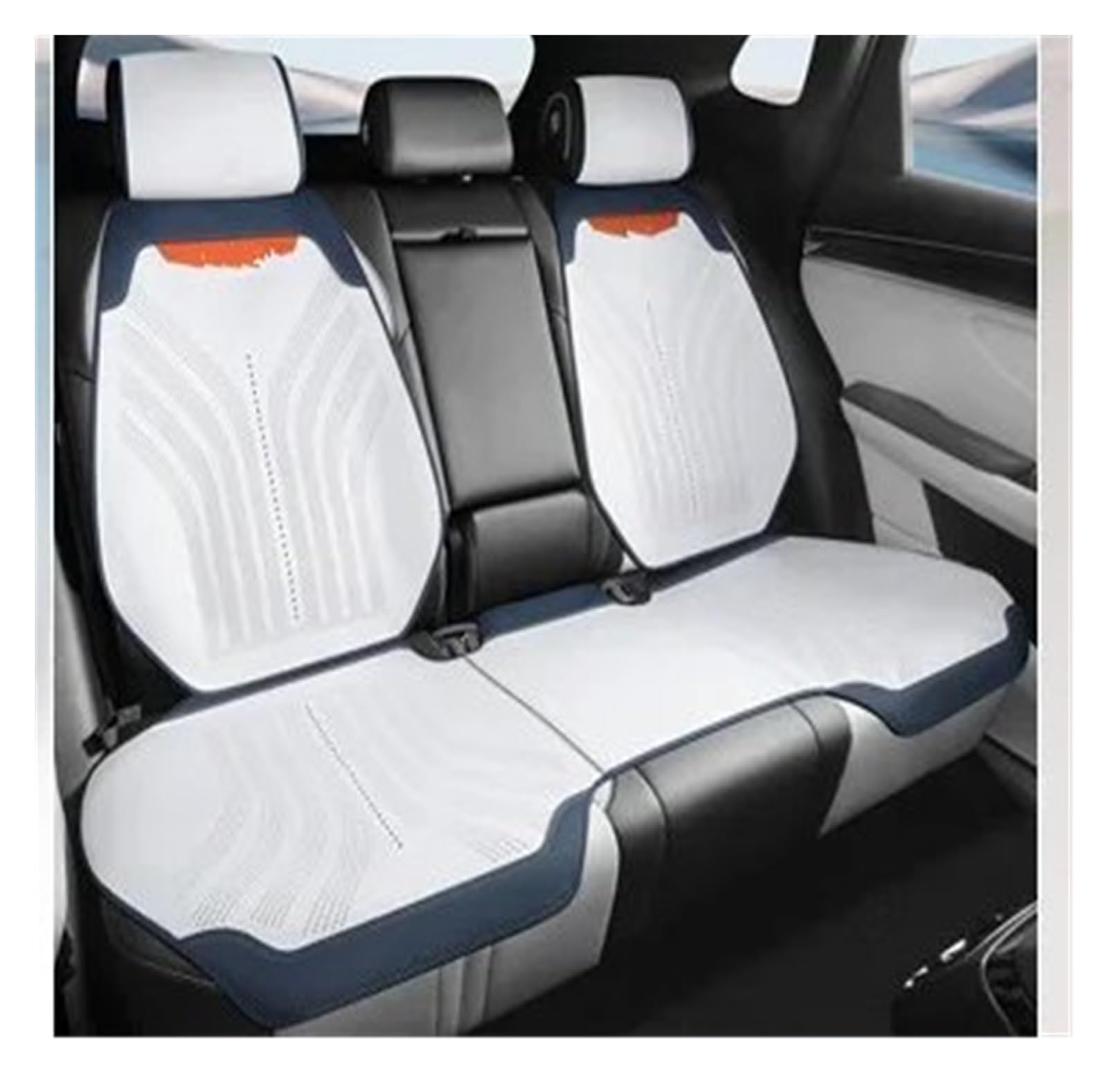 CQRBNE Autositzbezüge Universeller Autositzbezug Für Vier Jahreszeiten, Atmungsaktive Flachs-Sitzbezüge Für Den Schutz Von Autositzen Auto-Schonbezüge(White Rear seat Set) von CQRBNE