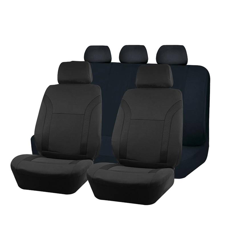 CQRBNE Autositzbezüge Universelles Polyester-Autositzbezug-Set Passend Für Die Meisten Autos Einfarbiger Stoff Zweifarbig Stilvolles Autozubehör Sitzschutz Auto-Schonbezüge(A Black 5 seat) von CQRBNE