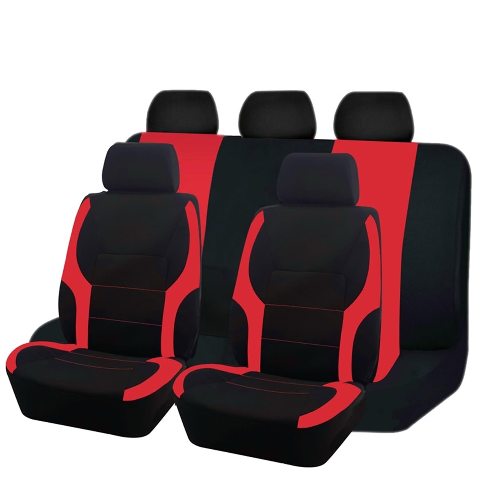 CQRBNE Autositzbezüge Universelles Polyester-Autositzbezug-Set Passend Für Die Meisten Autos Einfarbiger Stoff Zweifarbig Stilvolles Autozubehör Sitzschutz Auto-Schonbezüge(B Red 5 seat) von CQRBNE