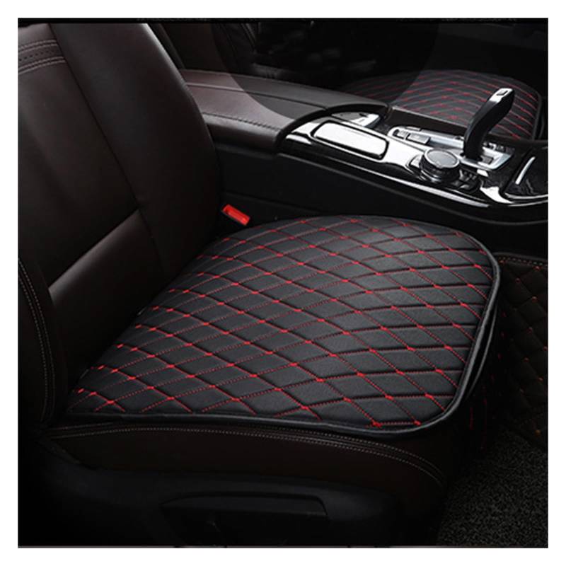 CQRBNE Autositzbezüge Vier Jahreszeiten Sitzbezug PU Leder Auto Sitzkissen Autos Sitzbezug Universal Auto Stuhl Protector Pad Matte Auto-Schonbezüge(1 Black red pad) von CQRBNE