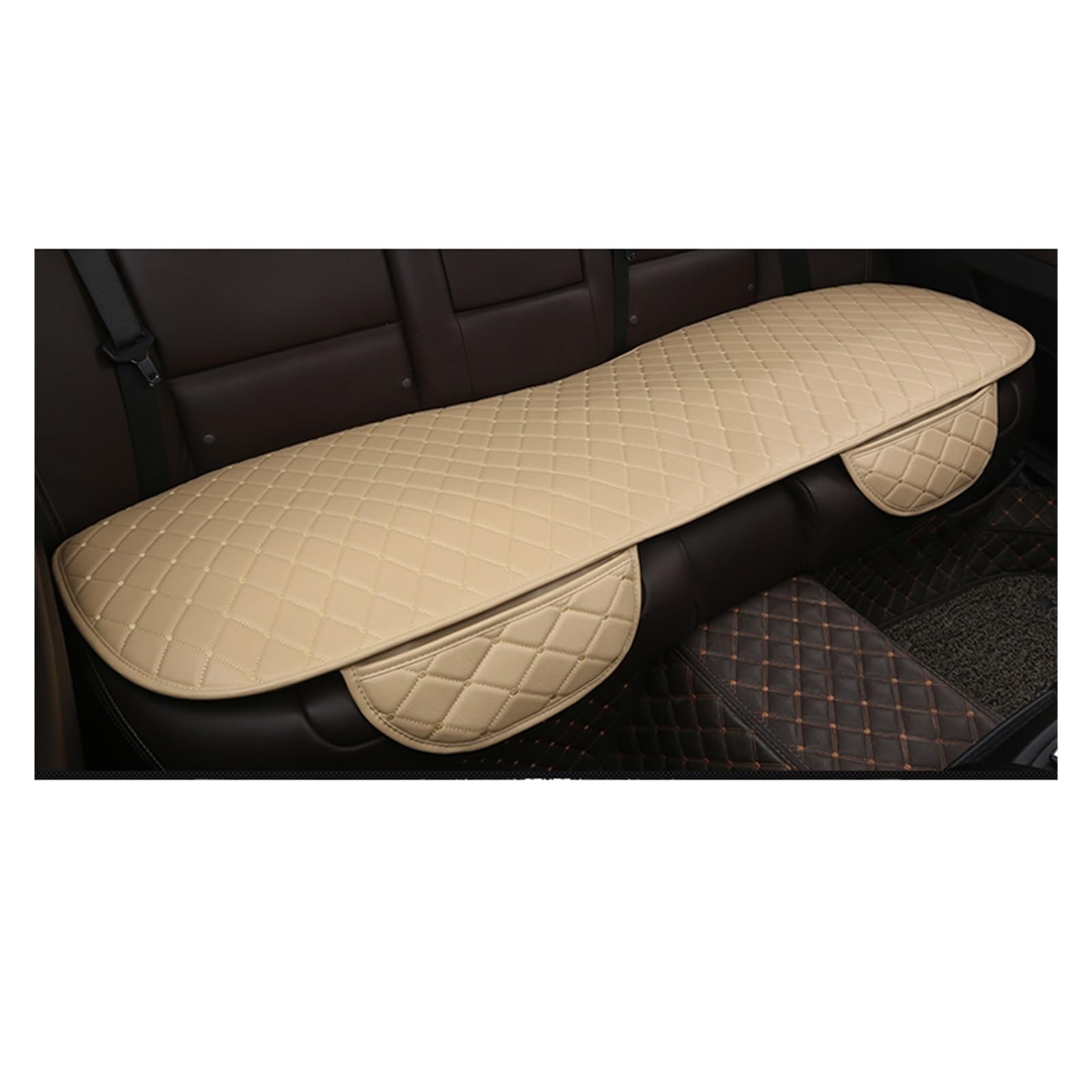 CQRBNE Autositzbezüge Vier Jahreszeiten Sitzbezug PU Leder Auto Sitzkissen Autos Sitzbezug Universal Auto Stuhl Protector Pad Matte Auto-Schonbezüge(1 beige Rear) von CQRBNE