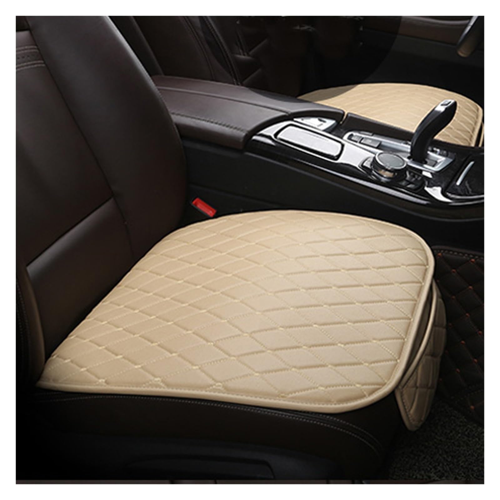 CQRBNE Autositzbezüge Vier Jahreszeiten Sitzbezug PU Leder Auto Sitzkissen Autos Sitzbezug Universal Auto Stuhl Protector Pad Matte Auto-Schonbezüge(1 beige pad) von CQRBNE