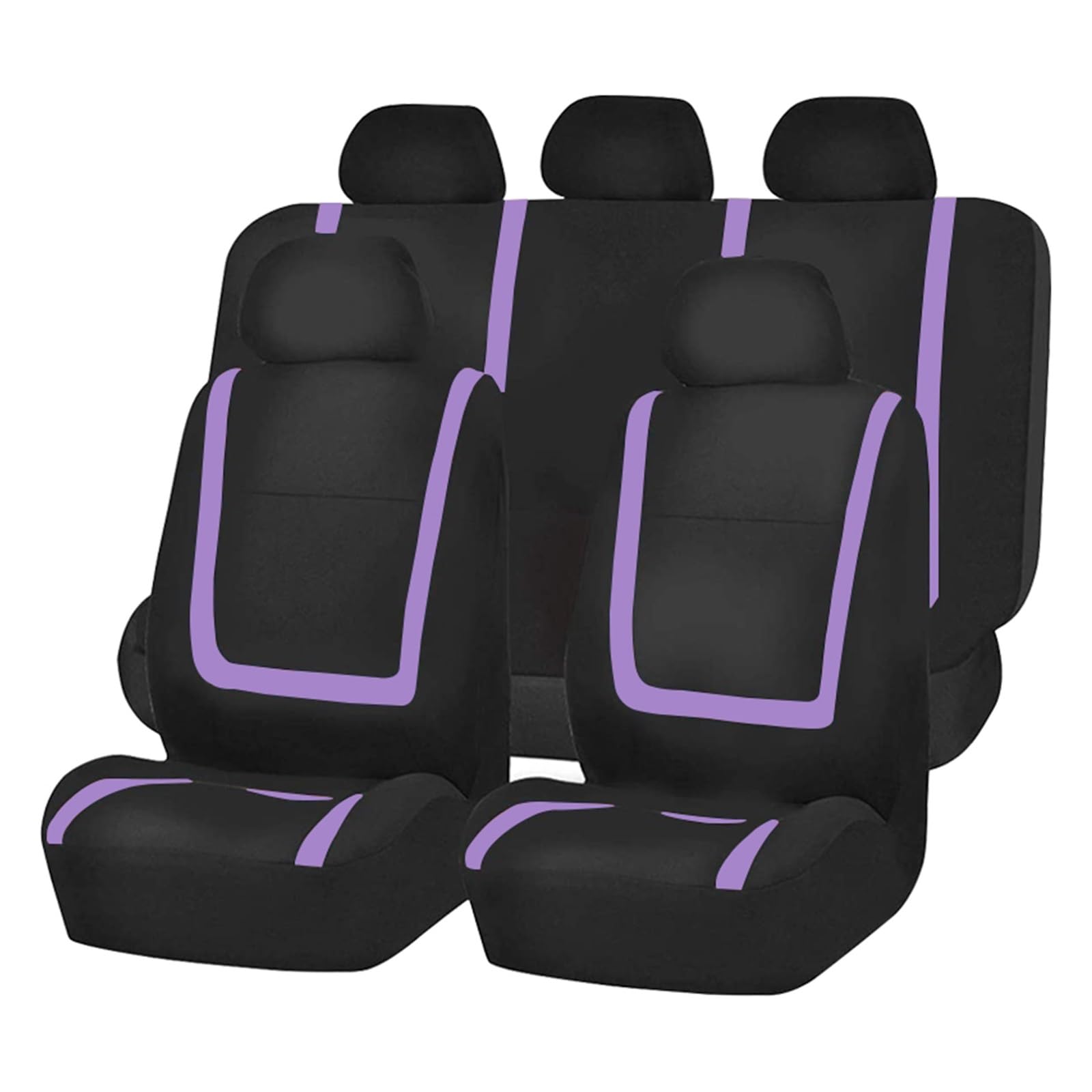 CQRBNE Autositzbezüge Vollständiger Satz Autositzbezug Aus Stoff Universell Polyester Atmungsaktiv Waschbar Geeignet Für Den Innenraum Von PKW LKW Van SUV Auto-Schonbezüge(Purple 5 seat) von CQRBNE