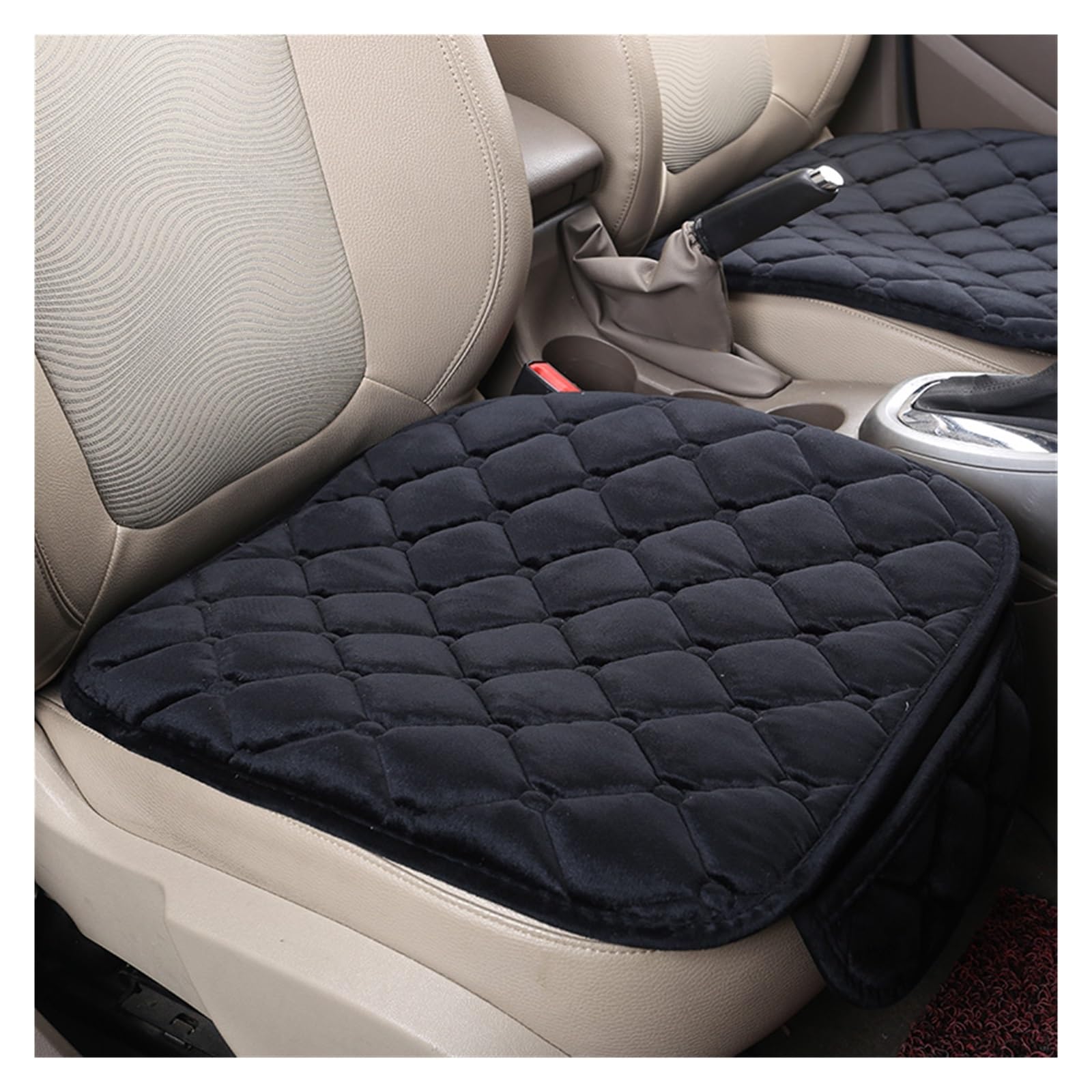 CQRBNE Autositzbezüge Winter Warme Auto Sitz Abdeckung Plüsch Baumwolle Sitzkissen Anti-Slip Universal Vorne Hinten Sitz Pad Für Fahrzeug Auto-Schonbezüge(1 Black pad) von CQRBNE