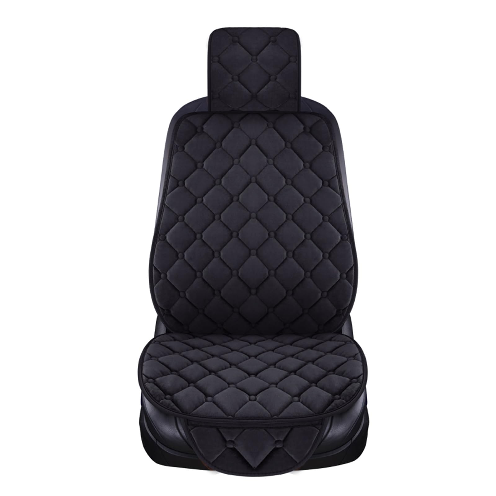 CQRBNE Autositzbezüge Winter Warme Auto Sitz Abdeckung Plüsch Baumwolle Sitzkissen Anti-Slip Universal Vorne Hinten Sitz Pad Für Fahrzeug Auto-Schonbezüge(1 seat Black) von CQRBNE