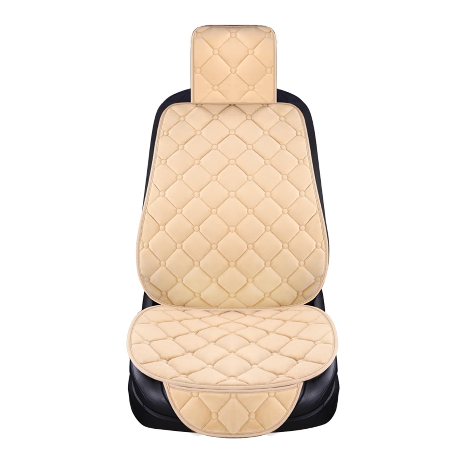 CQRBNE Autositzbezüge Winter Warme Auto Sitz Abdeckung Plüsch Baumwolle Sitzkissen Anti-Slip Universal Vorne Hinten Sitz Pad Für Fahrzeug Auto-Schonbezüge(1 seat beige) von CQRBNE