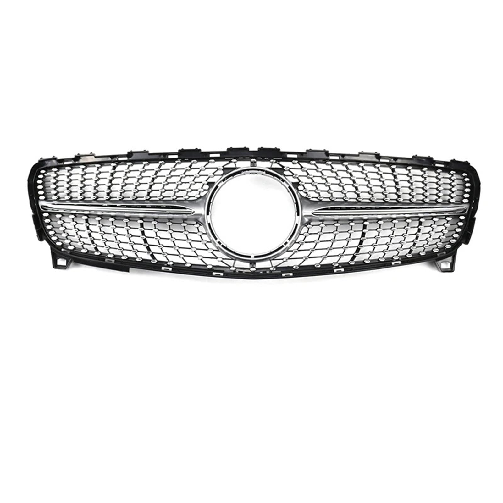 Front Bumper Grille Für Benz A-KLASSE W176 2013-2018 A180 A200 A250 GTR Diamant Stil Auto Vorderen Stoßfänger Gitter Haube Mesh Auto-Frontgrill(16-18 Diamond Silver) von CQRBNE