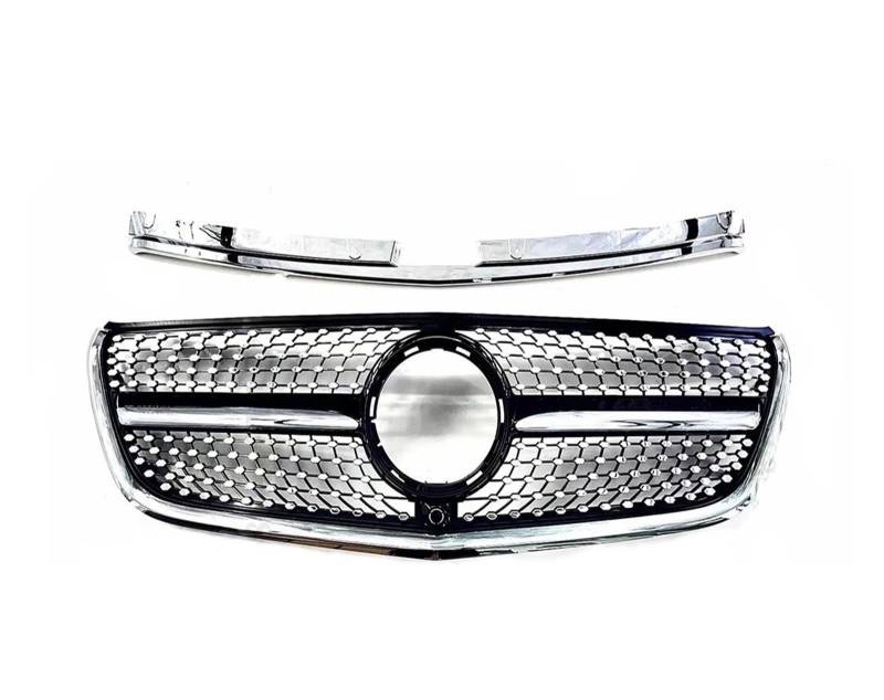 Front Bumper Grille Für Benz W447 Vito 2015-2023 GT GTR Diamant Stil Front Stoßstange Kühlergrill Einlass Mesh Grill Gitter Styling Tuning Auto-Frontgrill(2015-2019 DM Black) von CQRBNE