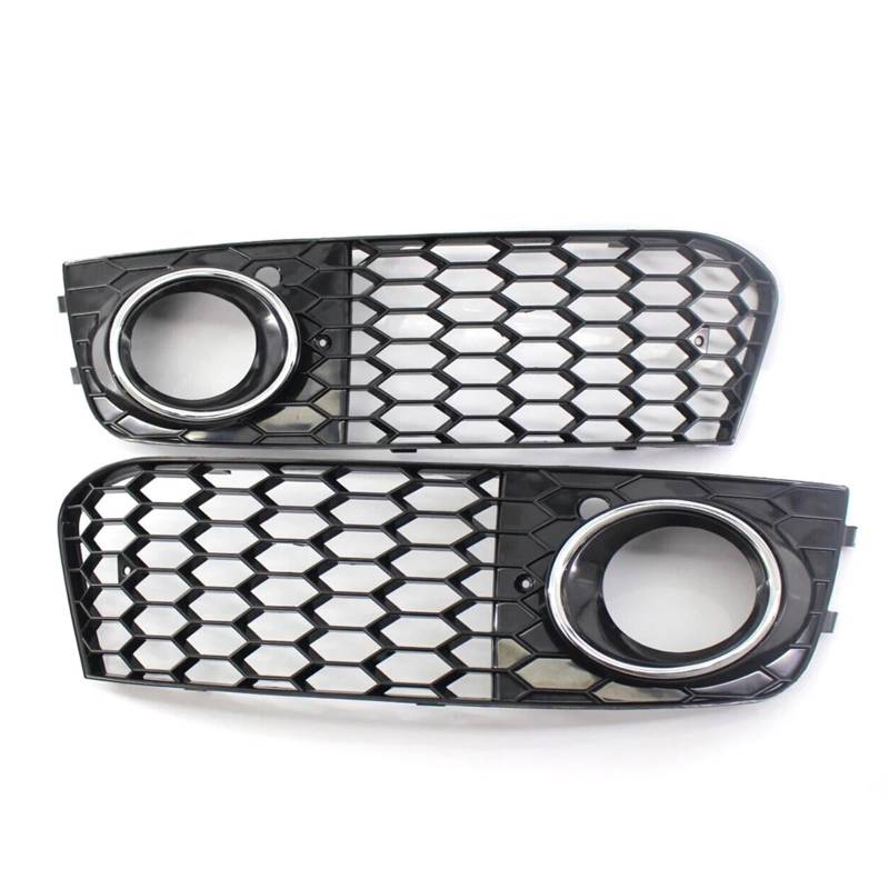 Front Bumper Grille Für Für A4 B8 2008-2012 Sport Stil Front Stoßstange Grill Auto Styling Waben Nebel Licht Grill Mesh Auto-Frontgrill(Silber) von CQRBNE