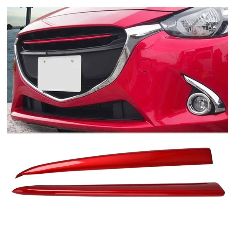 Front Bumper Grille Für Mazda 2 Für Demio 2015-2017 DJ DL Fließheck Limousine Styling Auto Kühlergrill Grill Abdeckung Trim Form Auto-Frontgrill(Red) von CQRBNE