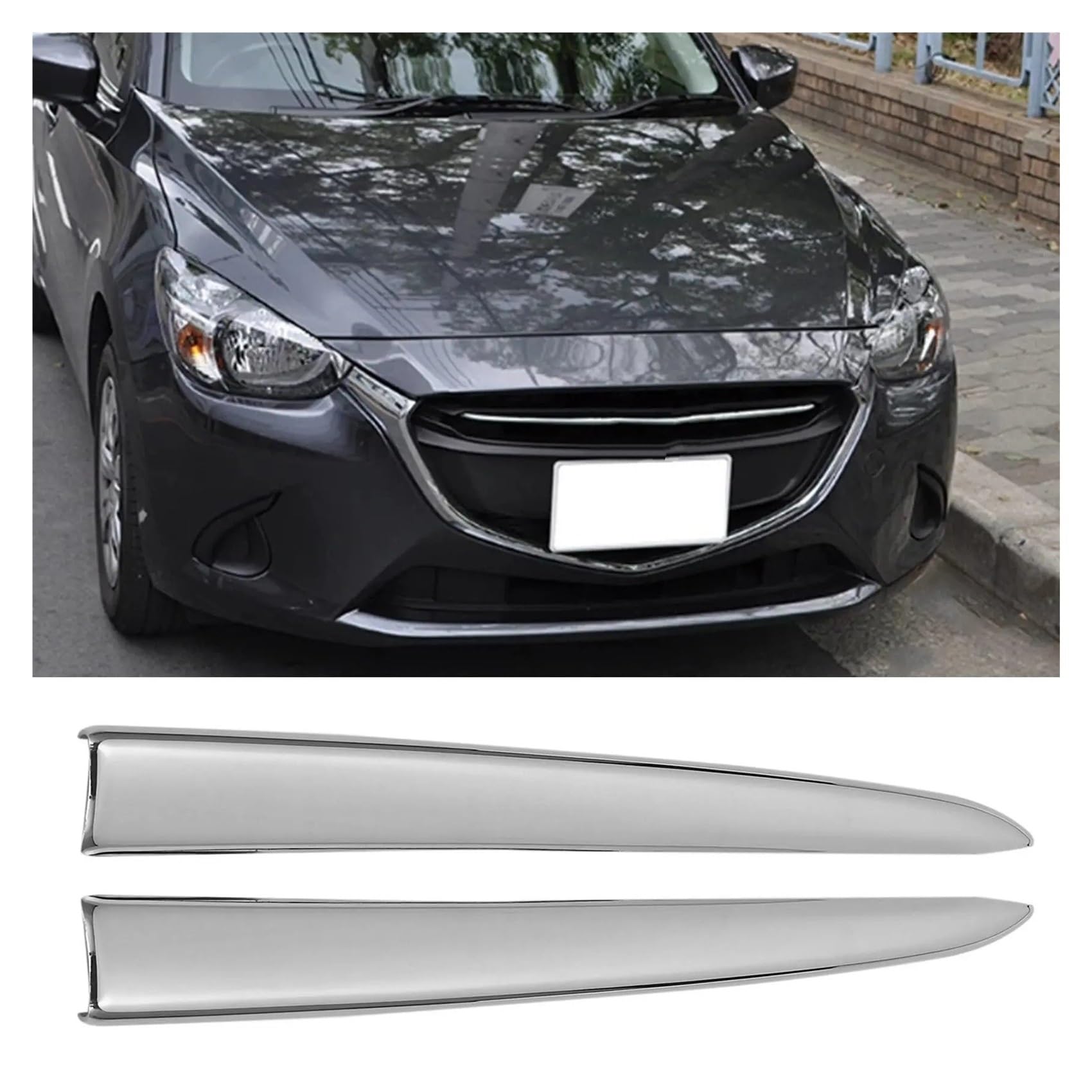 Front Bumper Grille Für Mazda 2 Für Demio 2015-2017 DJ DL Fließheck Limousine Styling Auto Kühlergrill Grill Abdeckung Trim Form Auto-Frontgrill(Silber) von CQRBNE