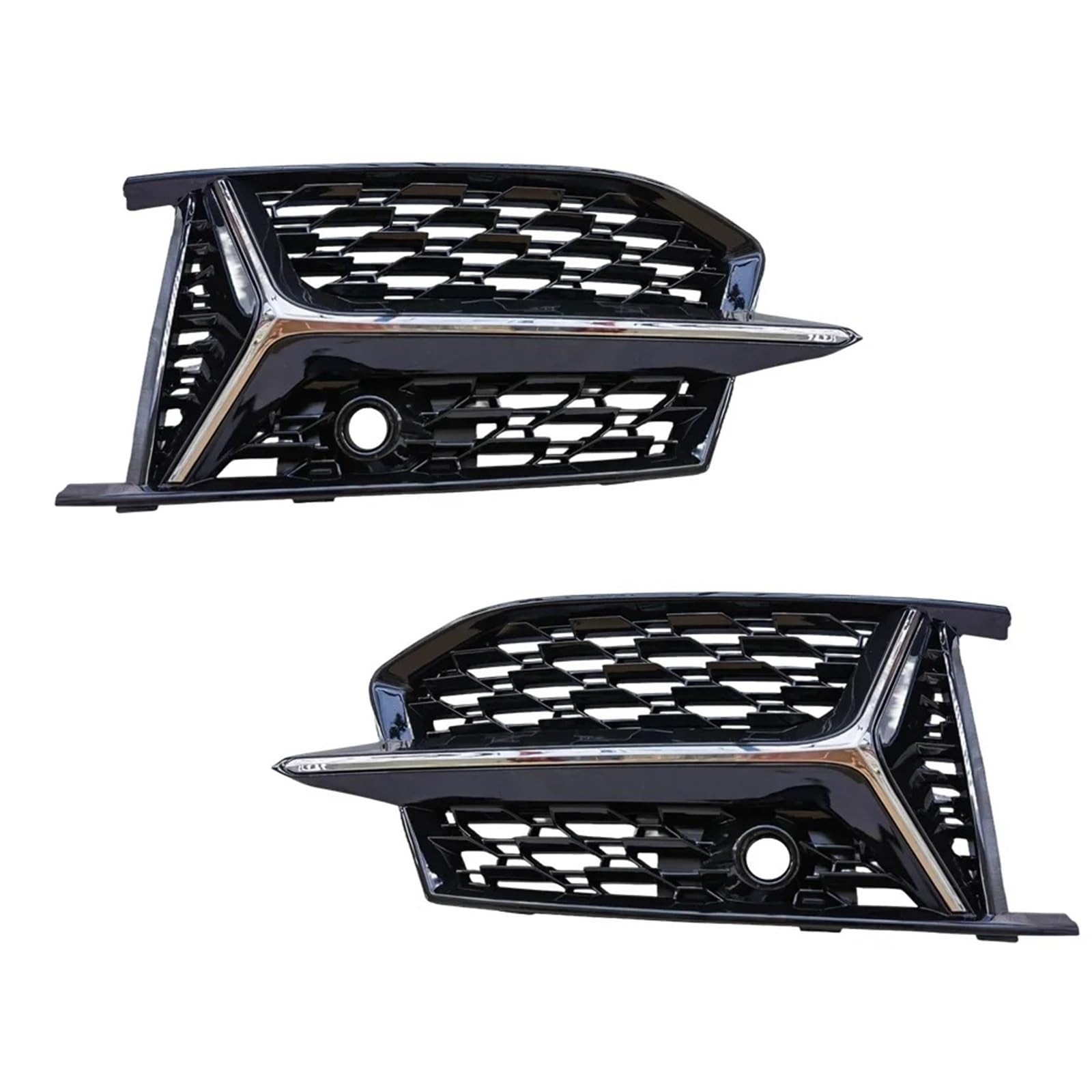 Front Bumper Grille Für S6 A6 C8 RS6 S-Linie 2018-2024 Nebel Licht Lünette Abdeckung Auto Vorderen Stoßfänger Kühlergrill Grill Abdeckung Auto-Frontgrill(Chrome) von CQRBNE